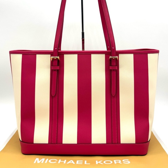Michael Kors Large Jet Set Travel TZ Shoulder Tote Bag Electric Pink Multi - Picture 5 of 11